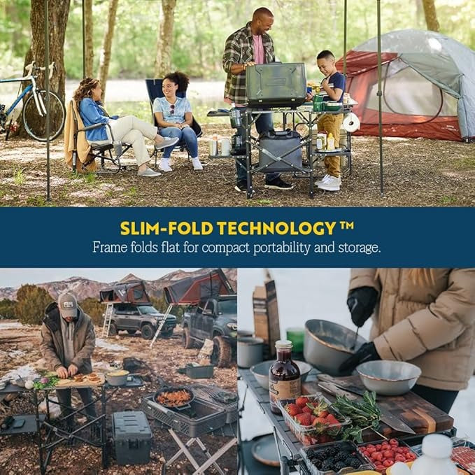 Portable Folding Cook Station with Heat-Resistant Top & Storage – Perfect for Camping