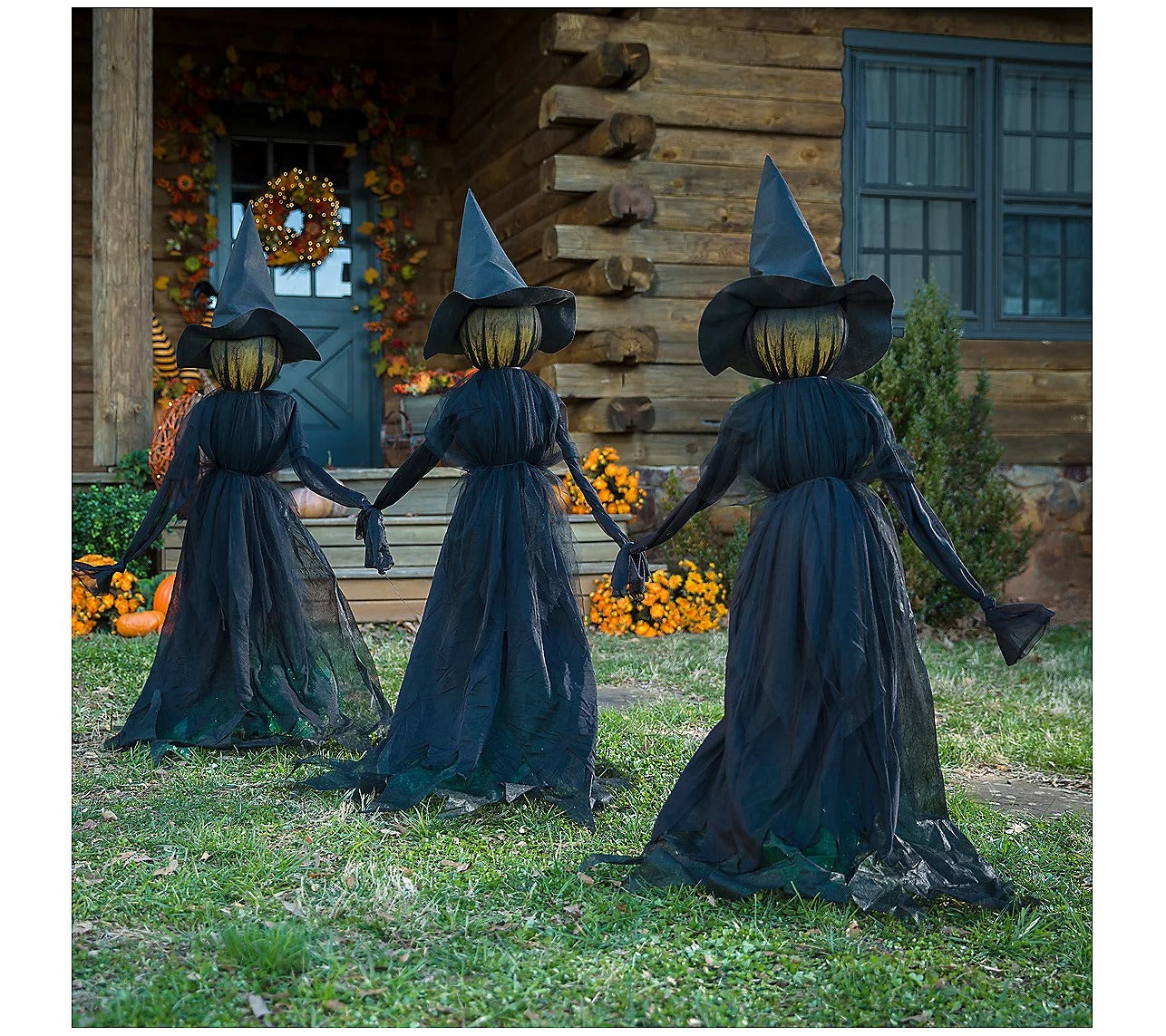 Evergreen Set of 3 Lighted Halloween WitchStakes