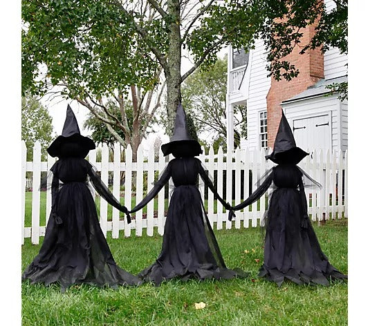 Evergreen Set of 3 Lighted Halloween WitchStakes